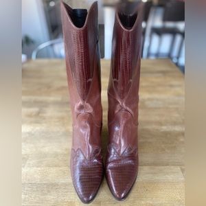 Nine West vintage cowboy boots | faux snake skin | brown